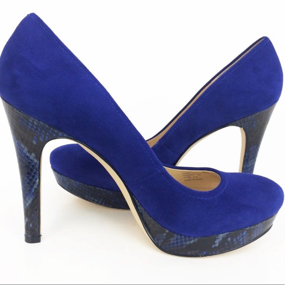 Calvin Klein Kendall Blue Suede Platform Pumps 7M